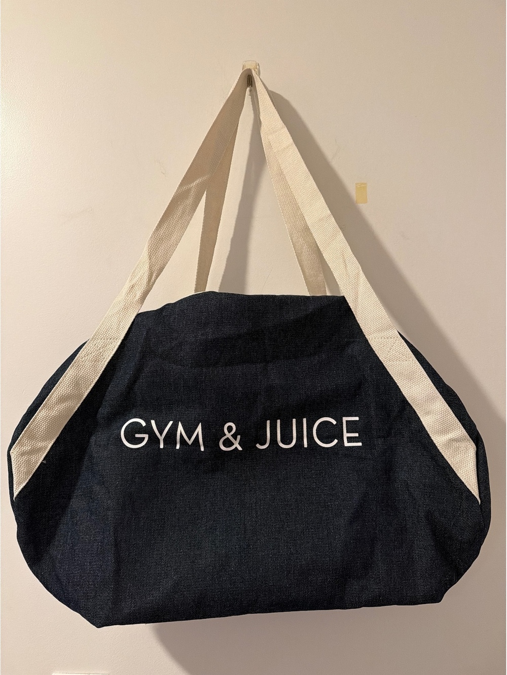 Gym & Juice Denim Duffle Tote Bag *EUC*